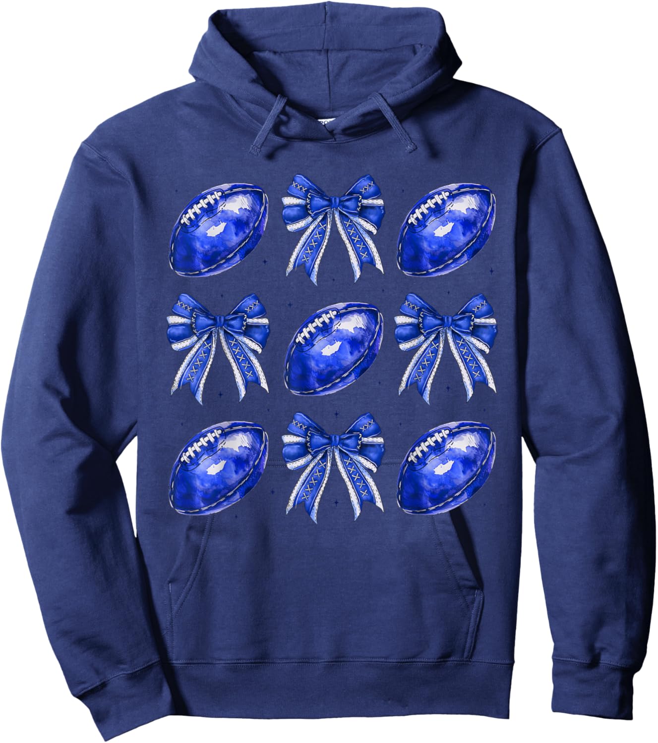 Cute Coquette Bow Game Day American Football Player Coach Hoodie - Hoodie | Navy