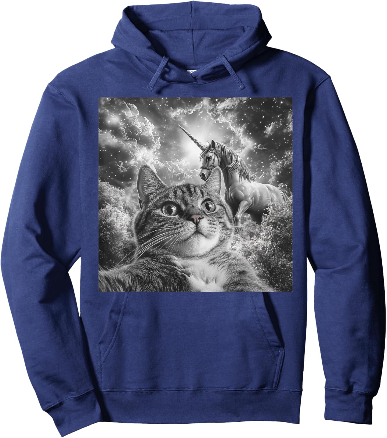 Cat Selfie With Unicorn Funny Cat Men Women Kids Hoodie - Hoodie | Navy