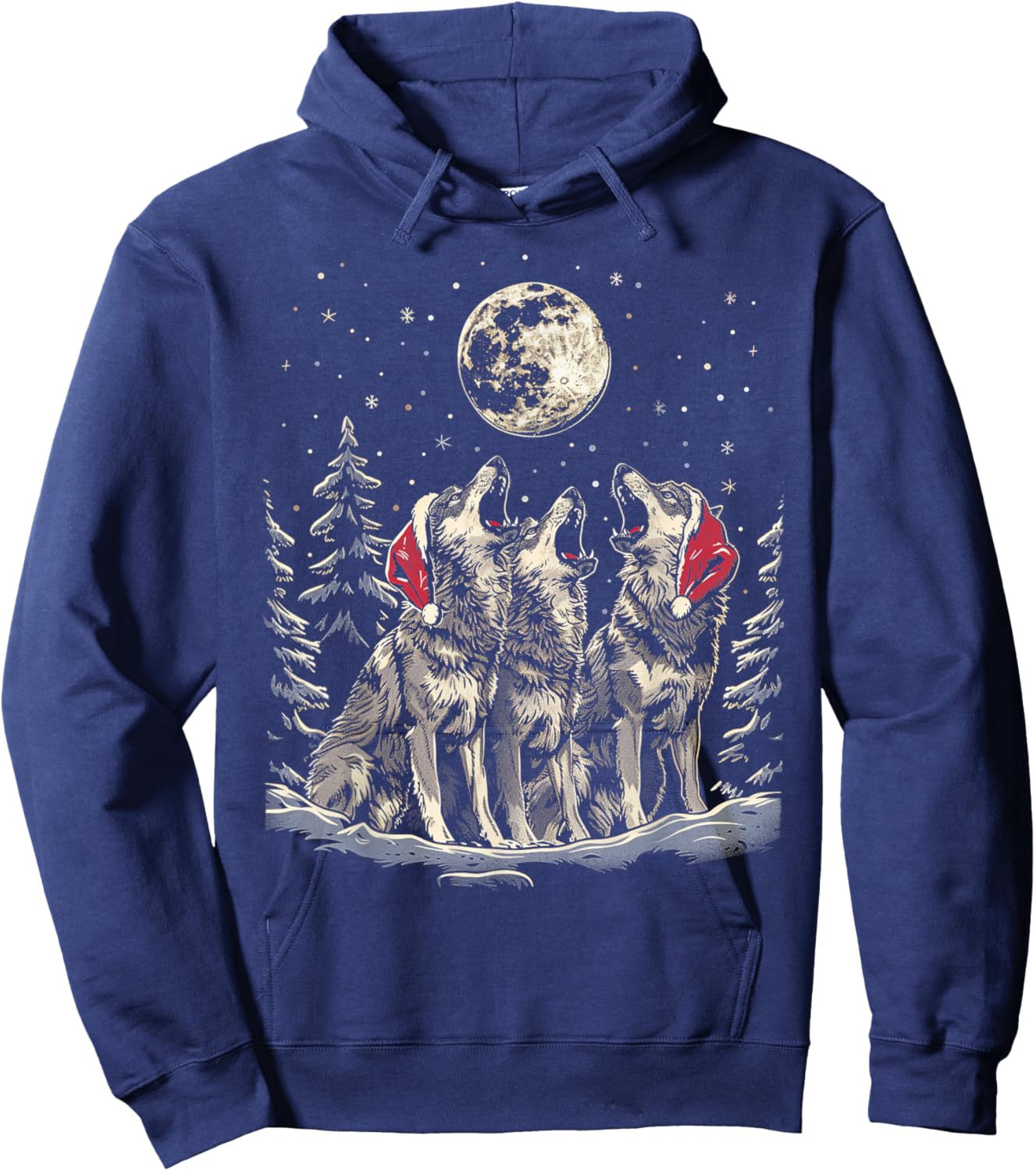 Wolf - Funny Merry Christmas Santa Matching Family Holiday Hoodie - Hoodie | Navy