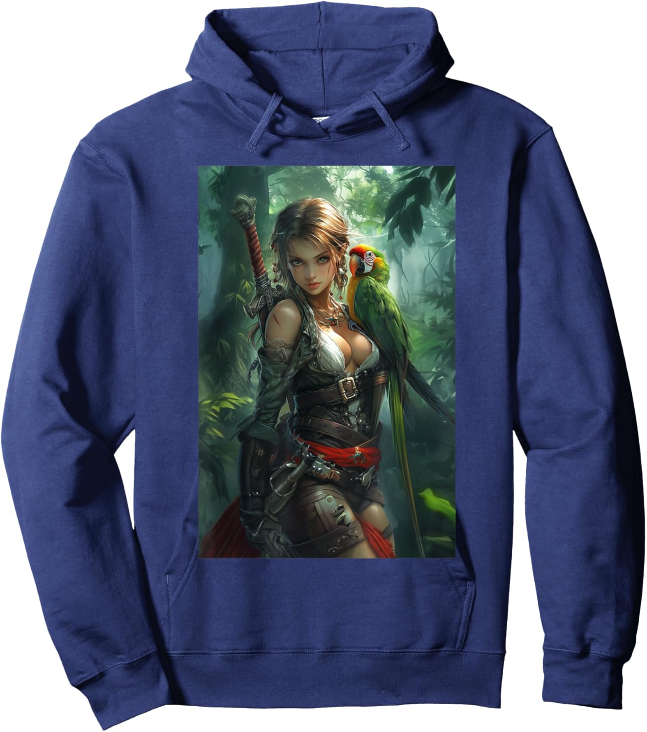 Sexy Anime Girl Pirate Manga Artwork Anime Merch Hoodie - Hoodie | Navy