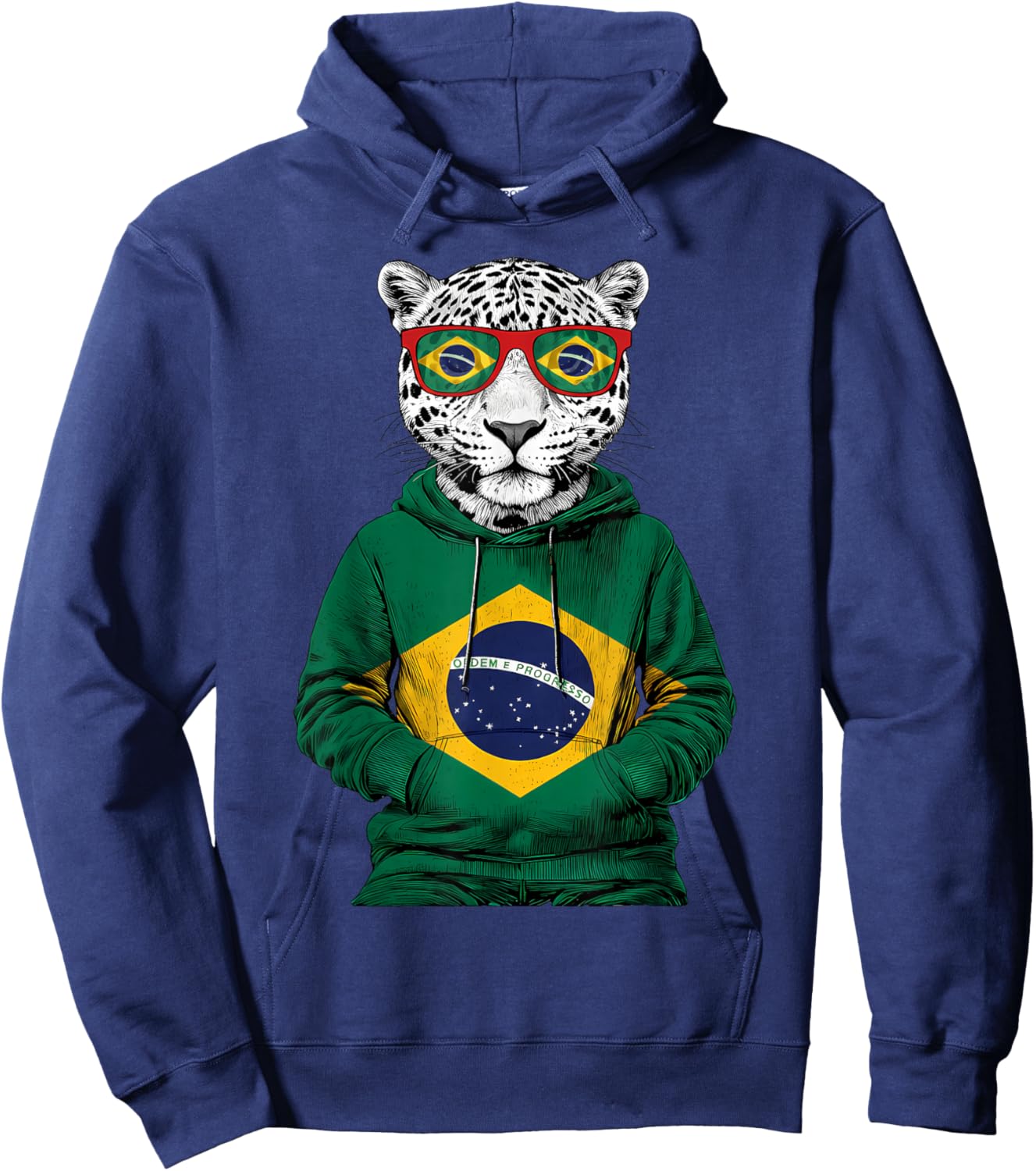 Brazil Flag Leopard Brazilian Roots Brasilian Pride Brasil Hoodie - Hoodie | Navy
