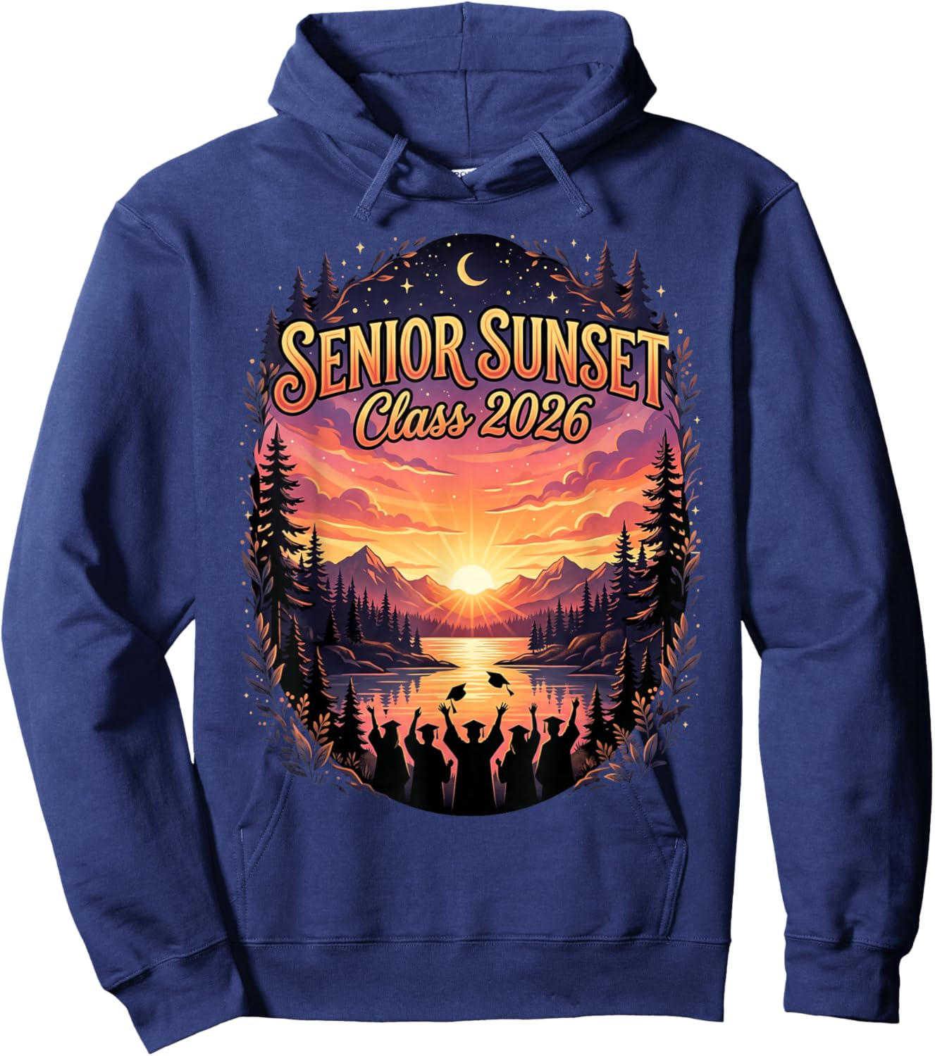 Senior Sunset Class of 2026 Graduation Nature Aesthetic Hoodie - Hoodie | Navy
