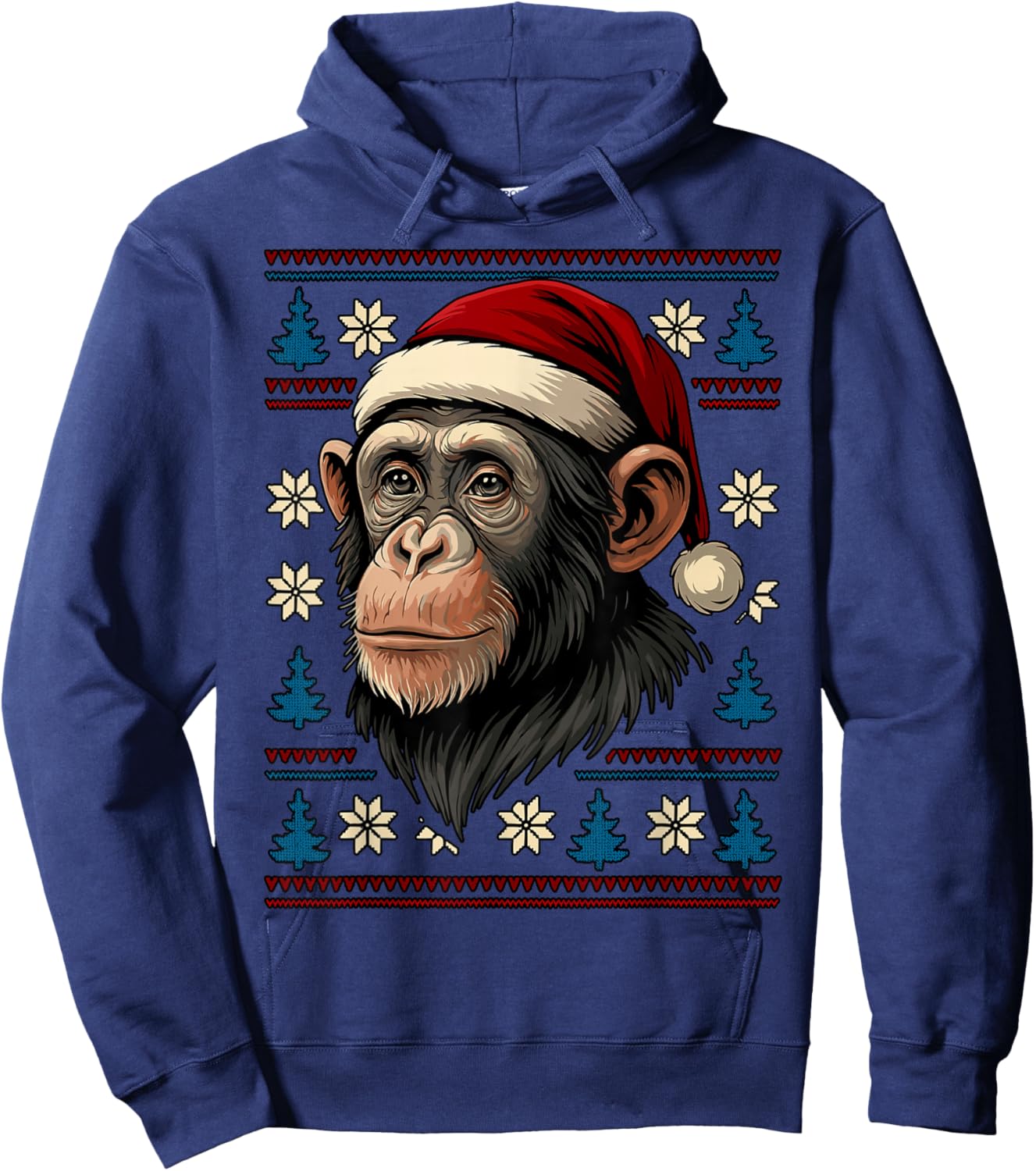 Monkey Ugly Christmas Sweater Hoodie - Hoodie | Navy