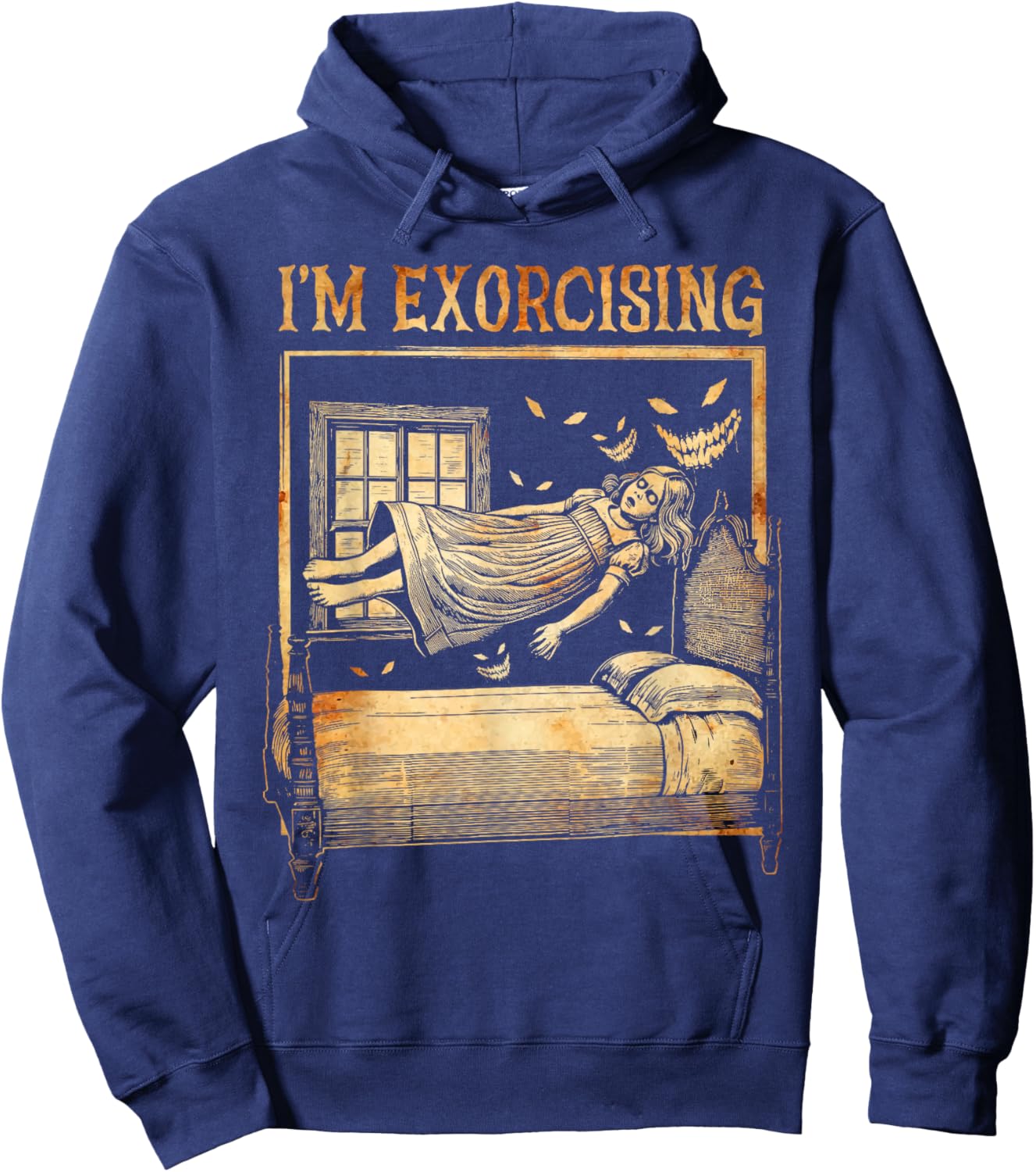 Halloween Fitness Horror Ghost I'm Exorcising Funny Gym Hoodie - Hoodie | Navy