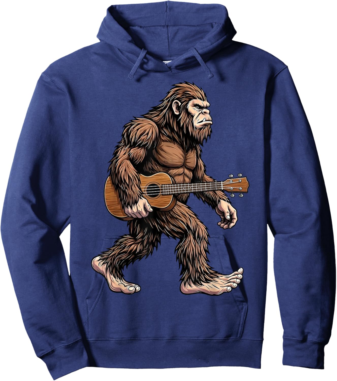 Bigfoot Carrying Ukulele Sasquatch Island Musician Hoodie - Hoodie | Navy