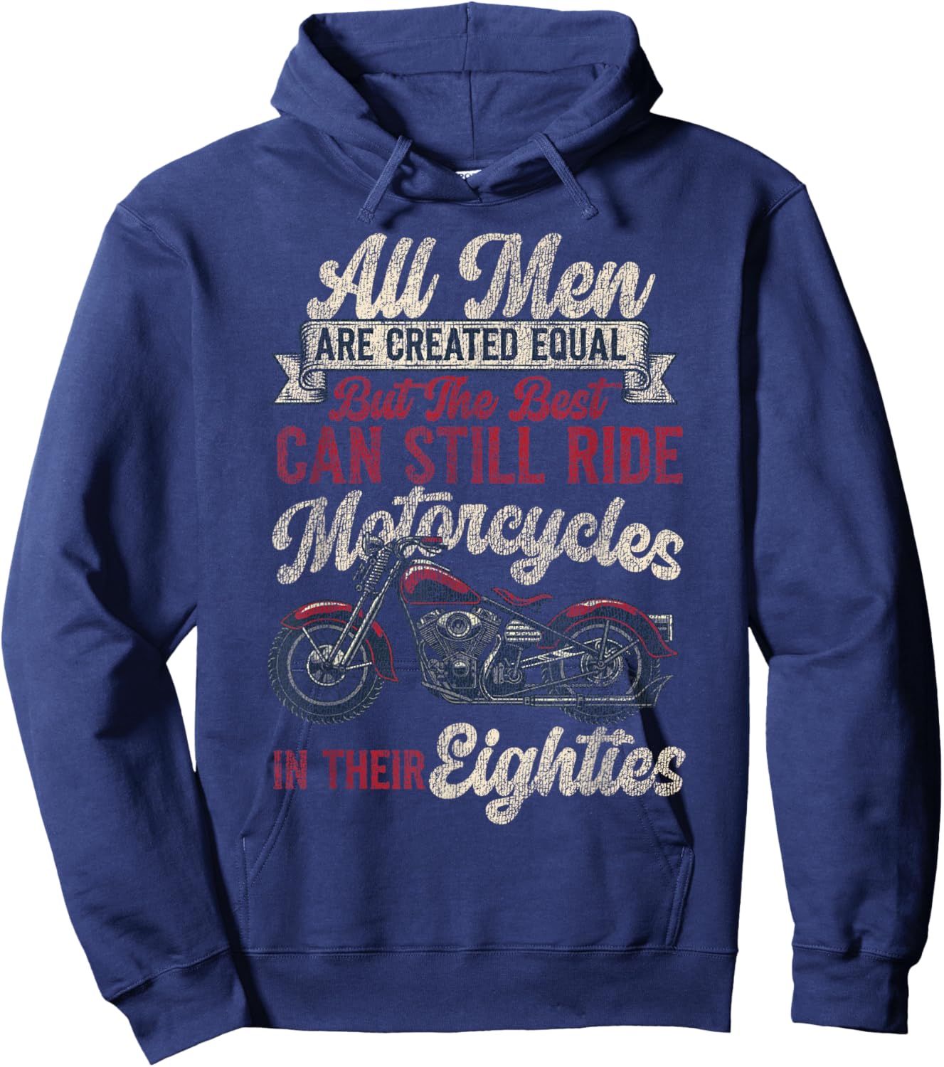 Classic Motorcycle Biker Grandpa 80th Birthday All Men Are Hoodie - Hoodie | Navy