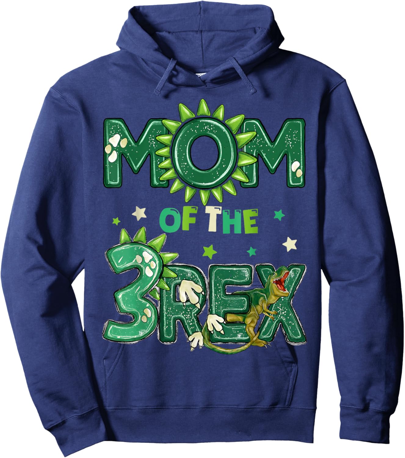 Mom of The Three Rex Birthday Dinosaur Family Matching Hoodie - Hoodie | Navy