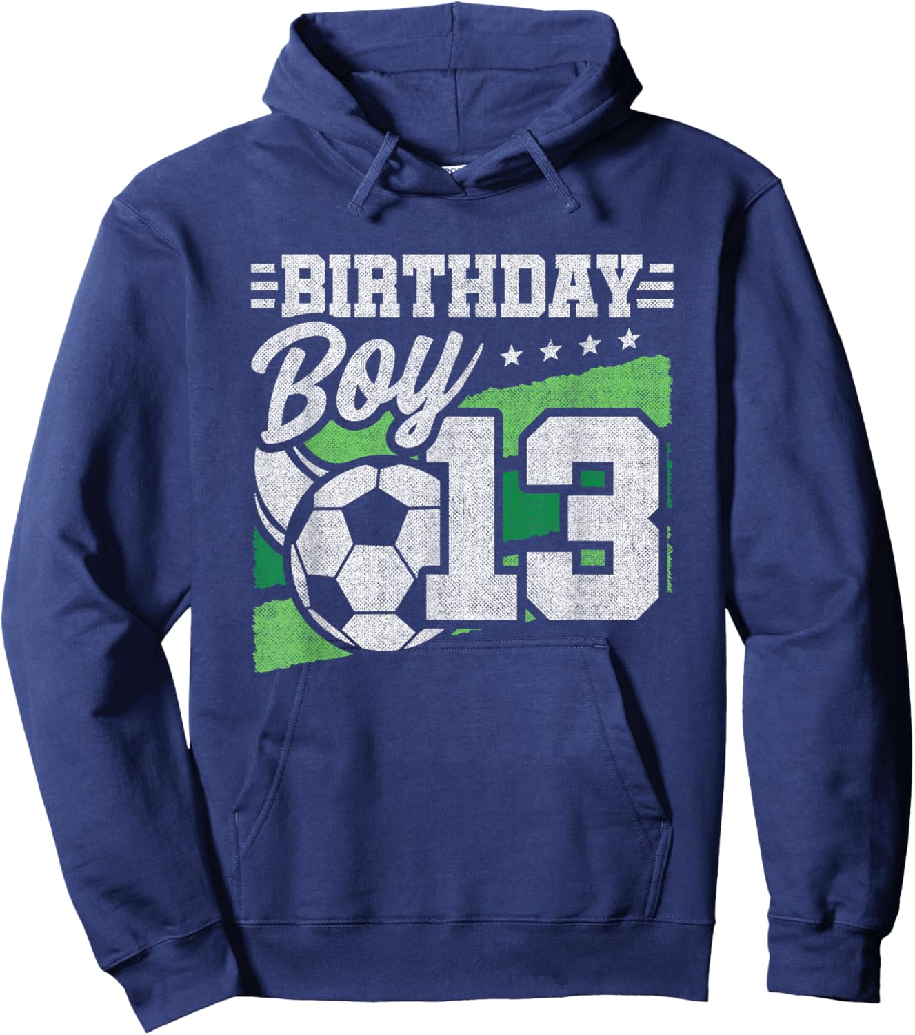 13 Year Old Soccer Birthday - Boys 13th Birthday Soccer Hoodie - Hoodie | Navy