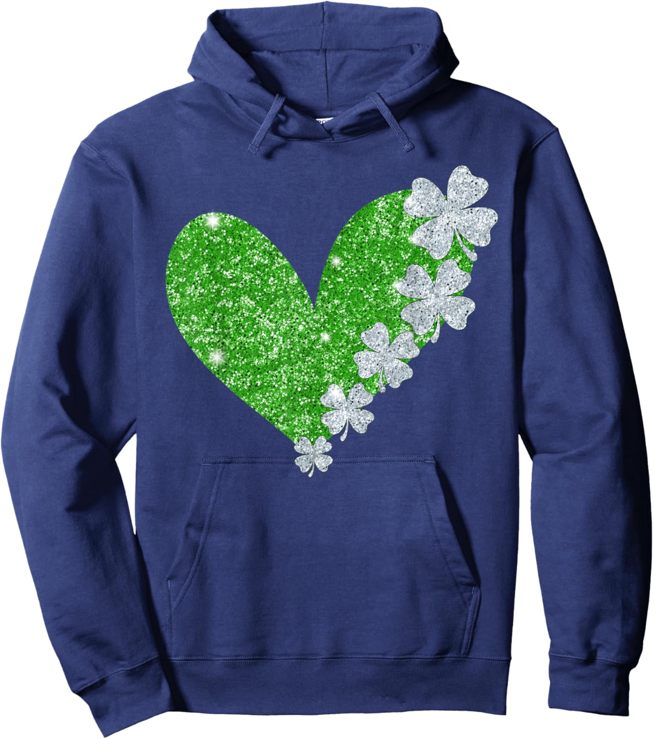 Heart Shamrock Irish Lucky St Patricks Day Girl Hoodie - Hoodie | Navy