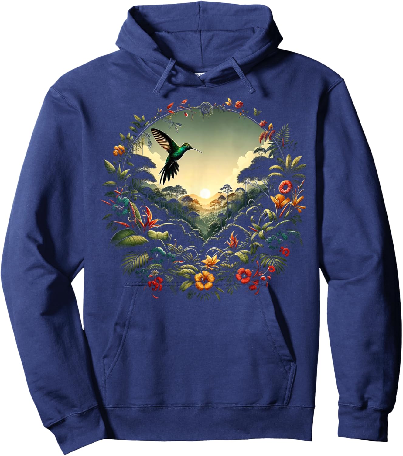 Hummingbird Beautiful Bird Watcher Floral Outfit Hoodie - Hoodie | Navy