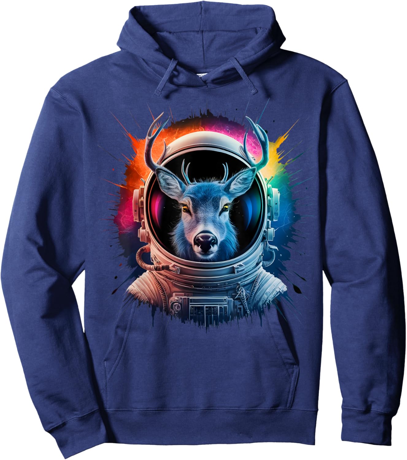 Deer Men Woman Colorful Deer Space Astronaut Deer Hoodie - Hoodie | Navy