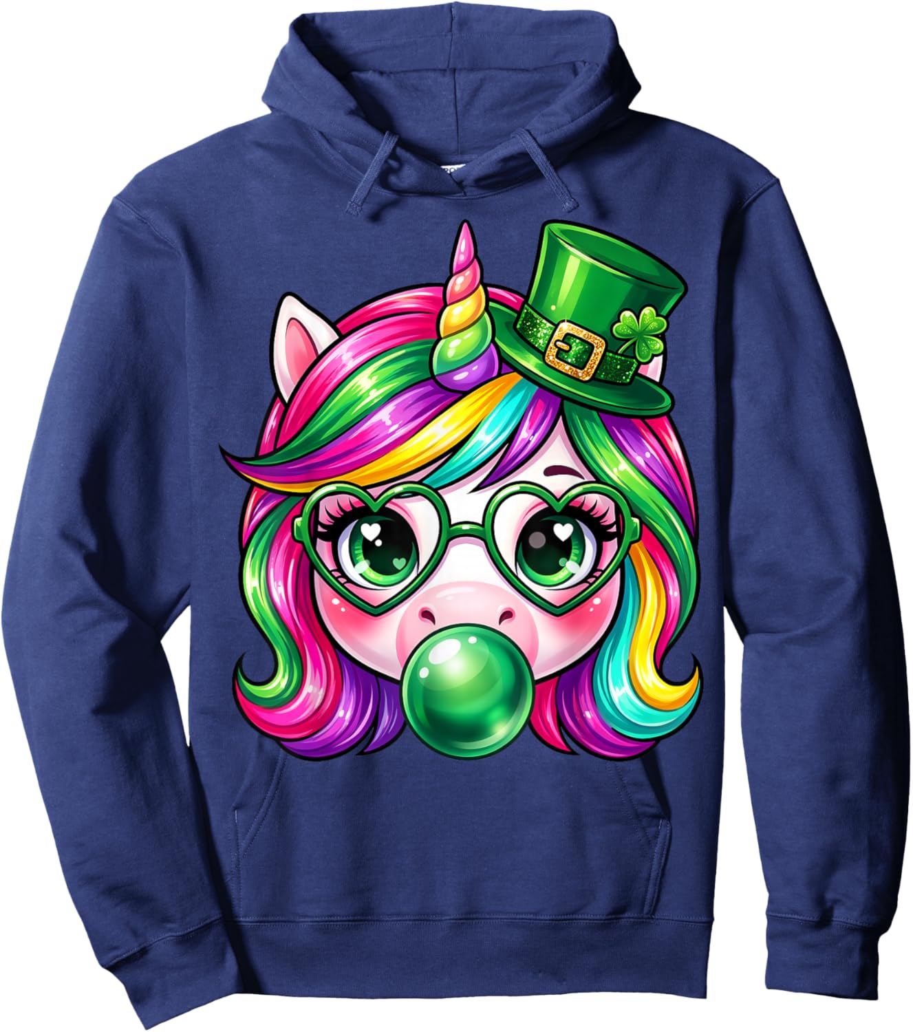 Cute Unicorn St Patrick's Day for Kids, Little Girls and Women Hoodie - Hoodie | Navy