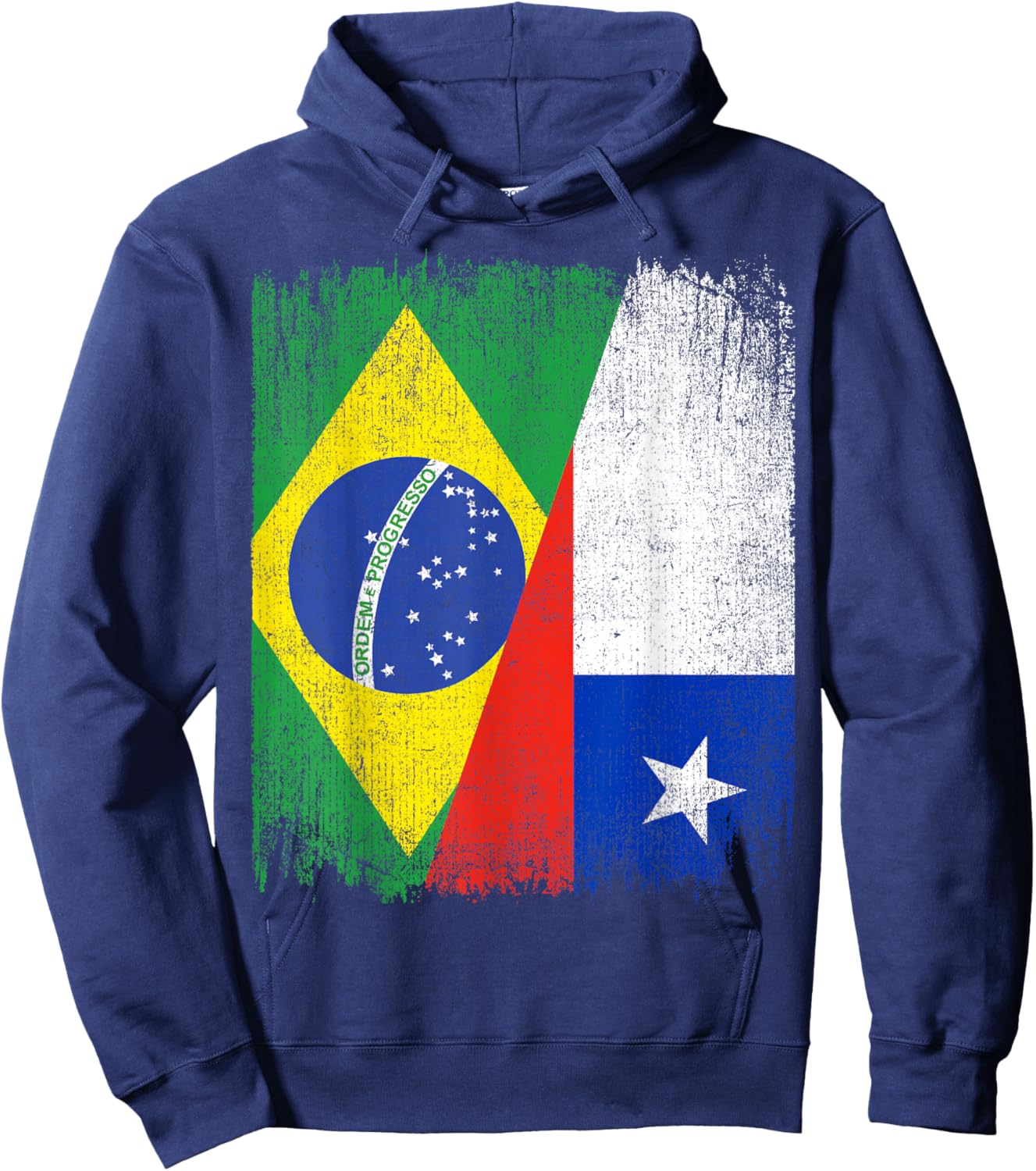 Half Brazil Chile Split Flag Brazilian Chilean Roots Hoodie - Hoodie | Navy