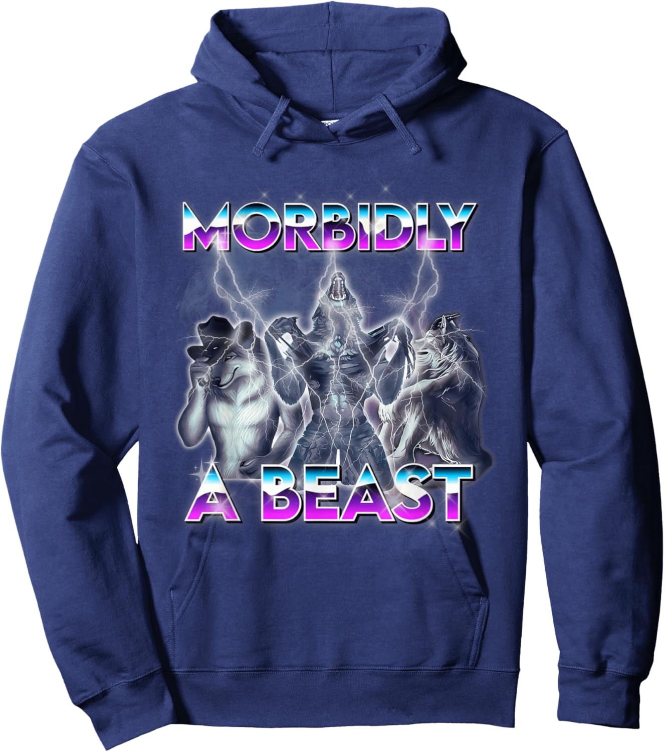 Funny Alpha Wolf Meme Morbidly A Beast Hoodie - Hoodie | Navy