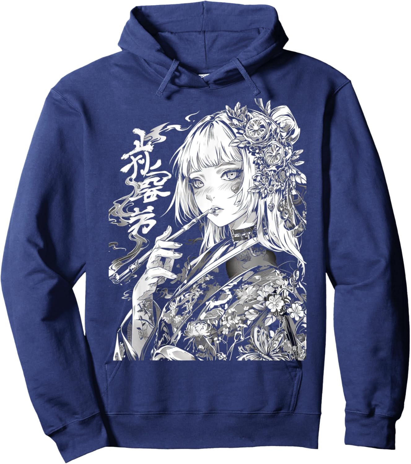 Waifu Anime Horror Girl Aesthetic Hoodie - Hoodie | Navy