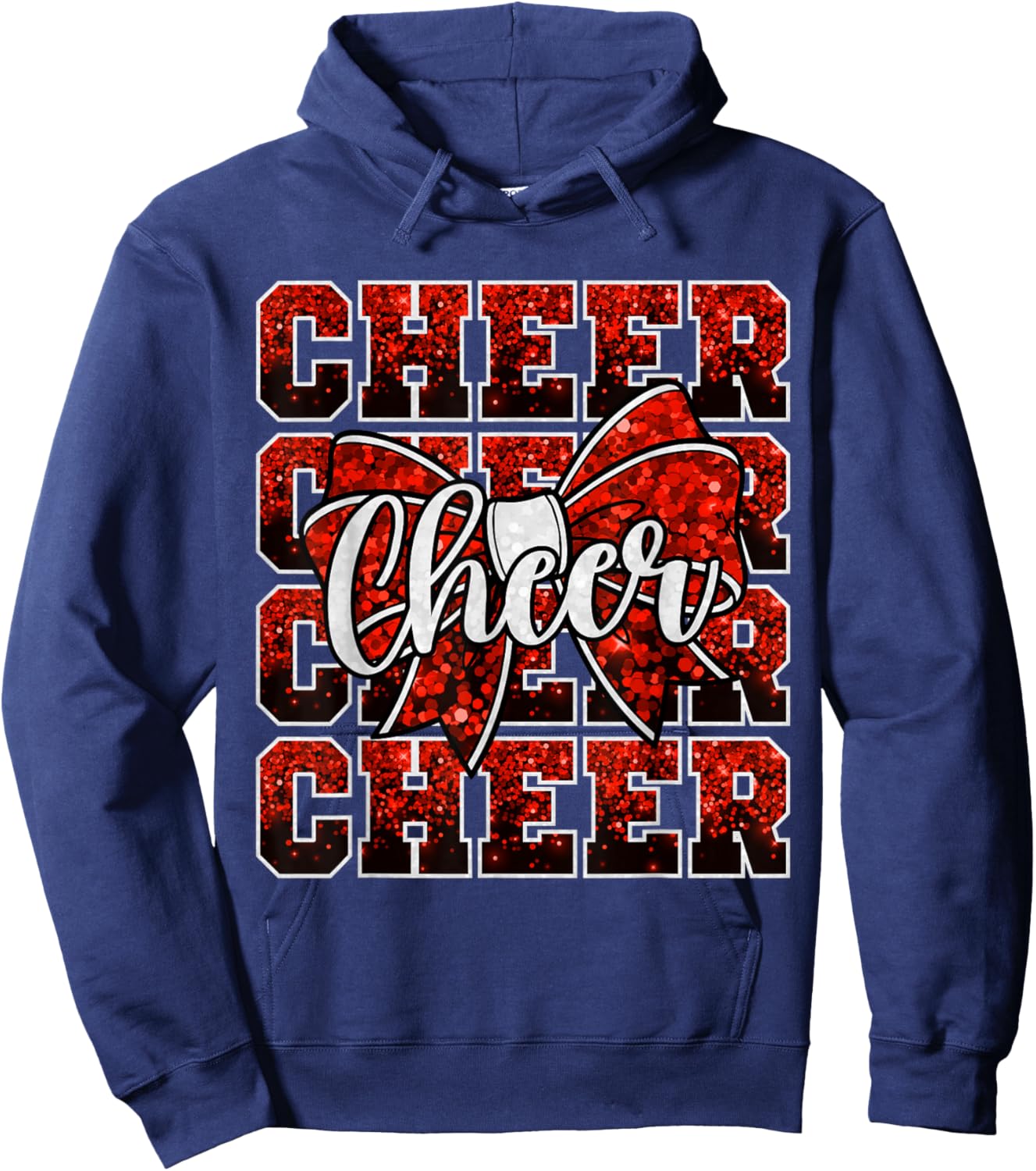 Coquette Cheer Bow Red Cheerleader Funny Sport Cheerleading Hoodie - Hoodie | Navy