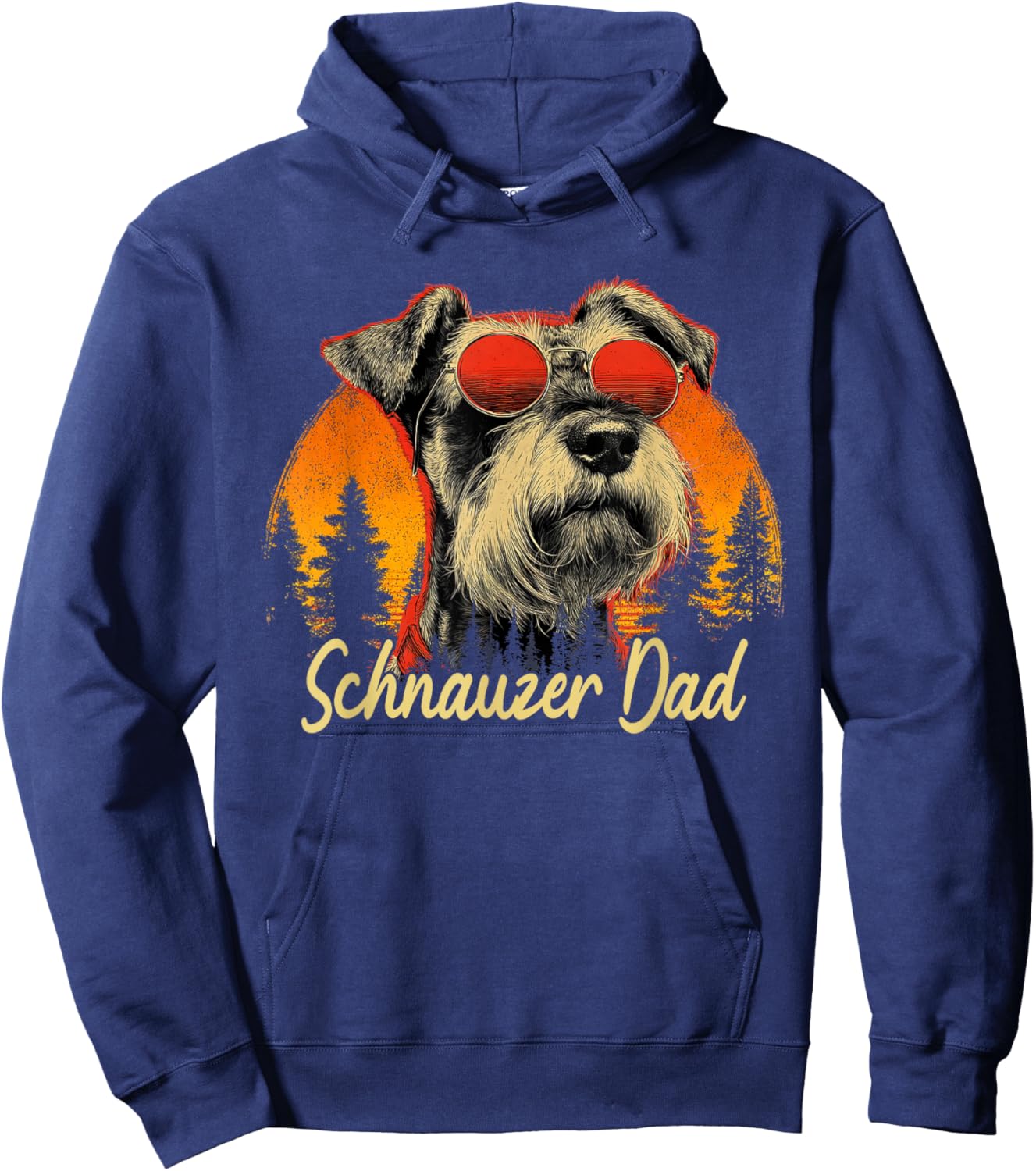 Best Schnauzer Dad Vintage Fathers Day Dog Lover Men Women Hoodie - Hoodie | Navy