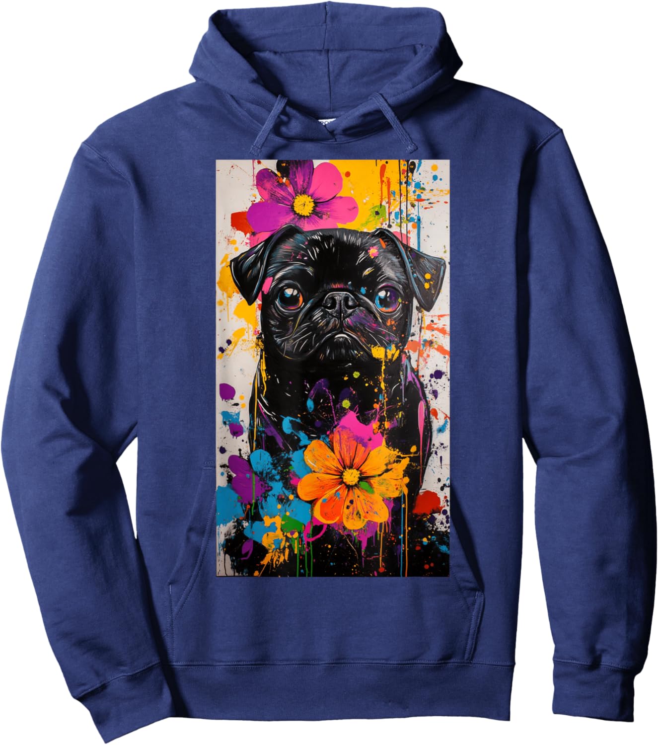 Pug Dog lover Colorful art Pet owner Cute pets Hoodie - Hoodie | Navy
