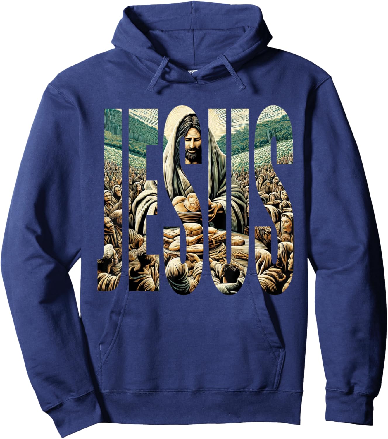 Jesus Miracle Feeding of Five Thousand People 5 + 2 Hoodie - Hoodie | Navy