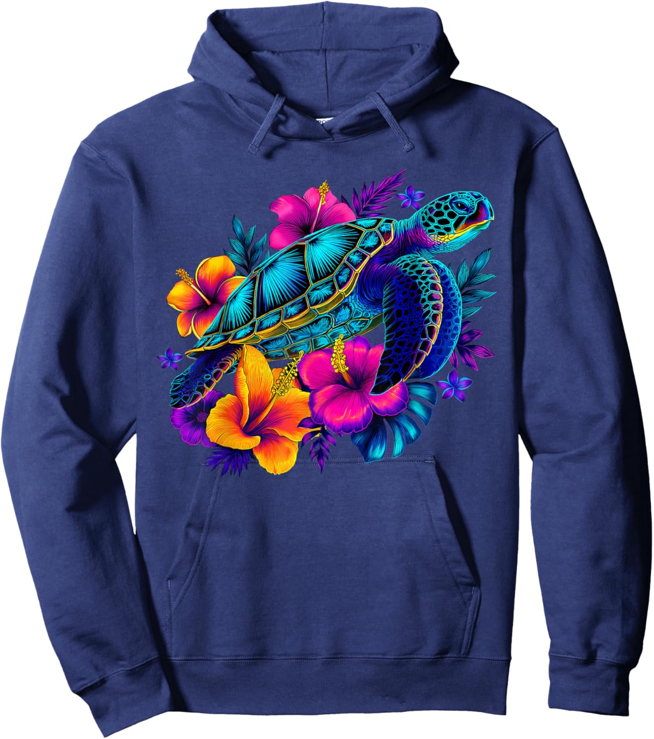 Retro Sea Turtle Summer Beach Ocean Animal Aloha Maui Hawaii Hoodie - Hoodie | Navy