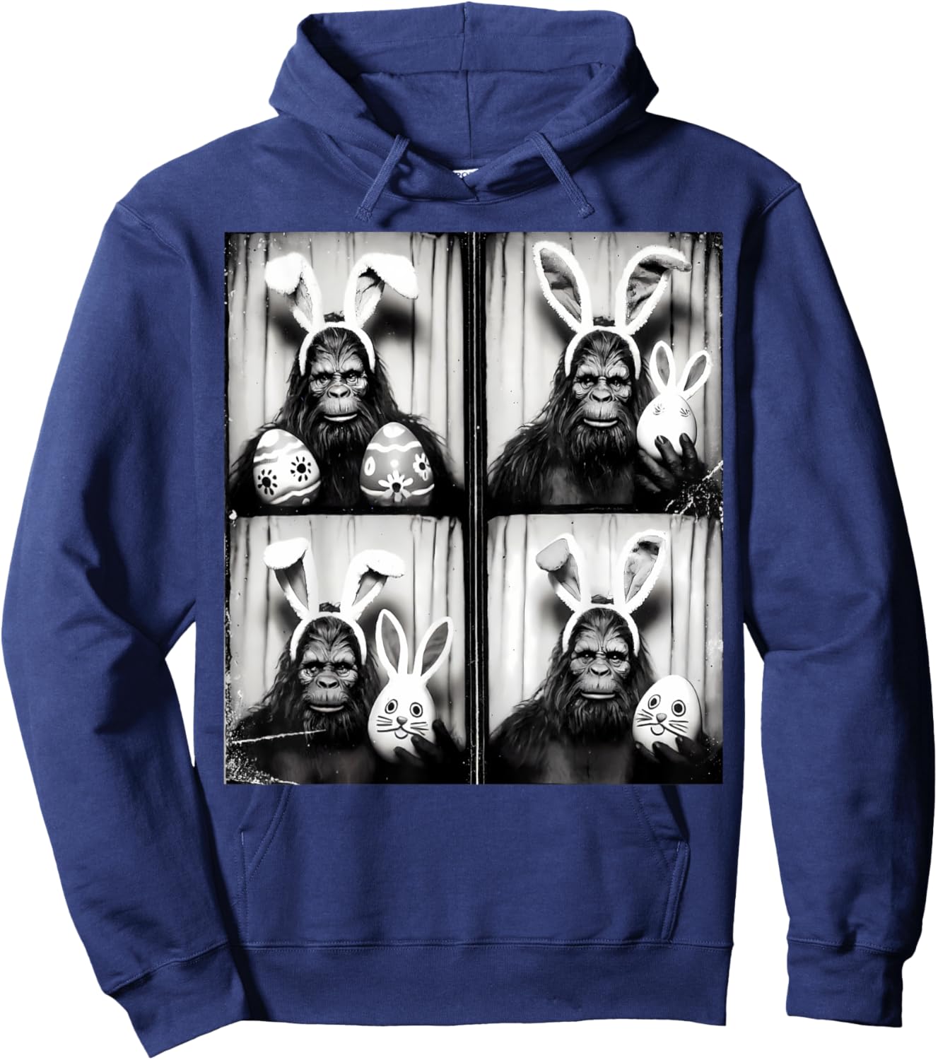 Funny Bigfoot Easter Photobooth – Sasquatch Bunny Hoodie - Hoodie | Navy