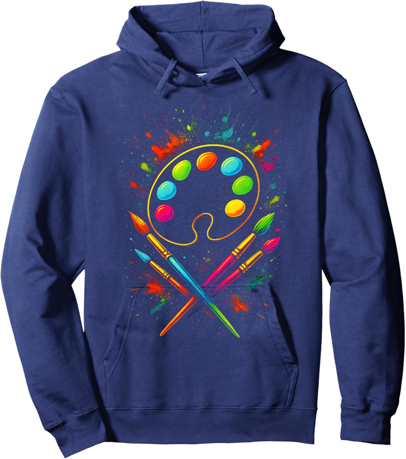 Palette and Brushes - Artist Paint Funny Design Hoodie - Hoodie | Navy