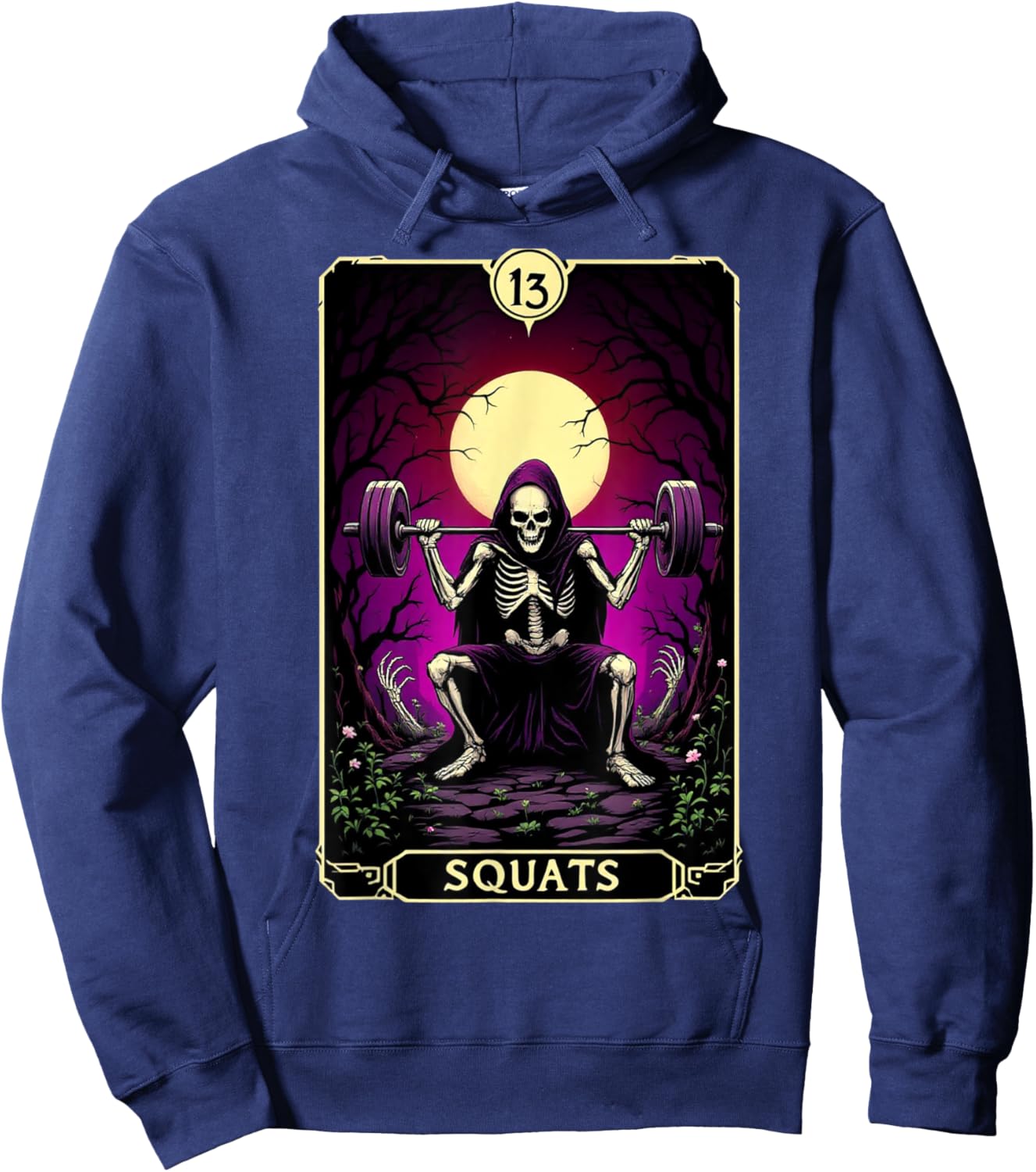 Funny Tarot Card Squats Gym Occult Workout Fitness Hoodie - Hoodie | Navy