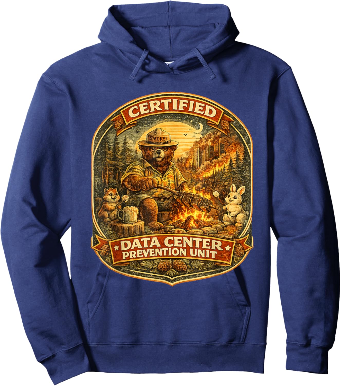 Anti Surveillance AI Data Centers Environmental Protest Hoodie - Hoodie | Navy