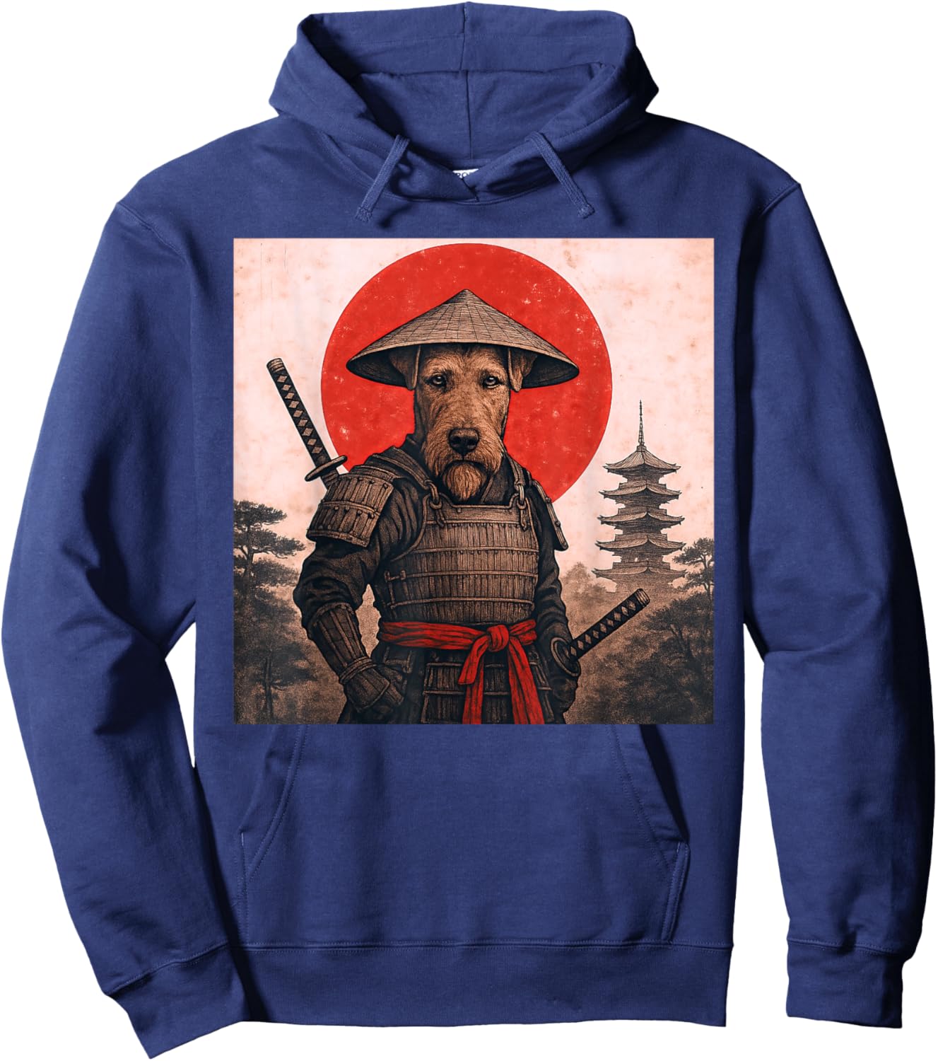 Airedale Terrier Samurai Krieger Vintage Japanisch Ukiyo-e Hoodie - Hoodie | Navy