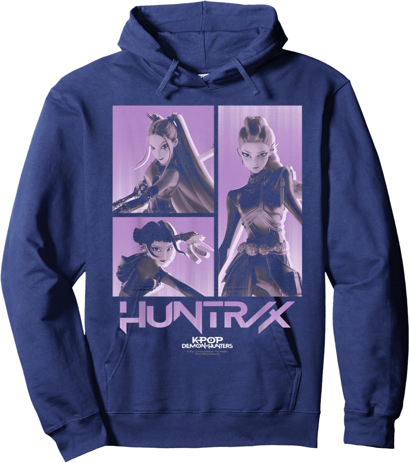 Kpop Demon Hunters Huntrix Grid Officially Licensed Hoodie - Hoodie | Navy