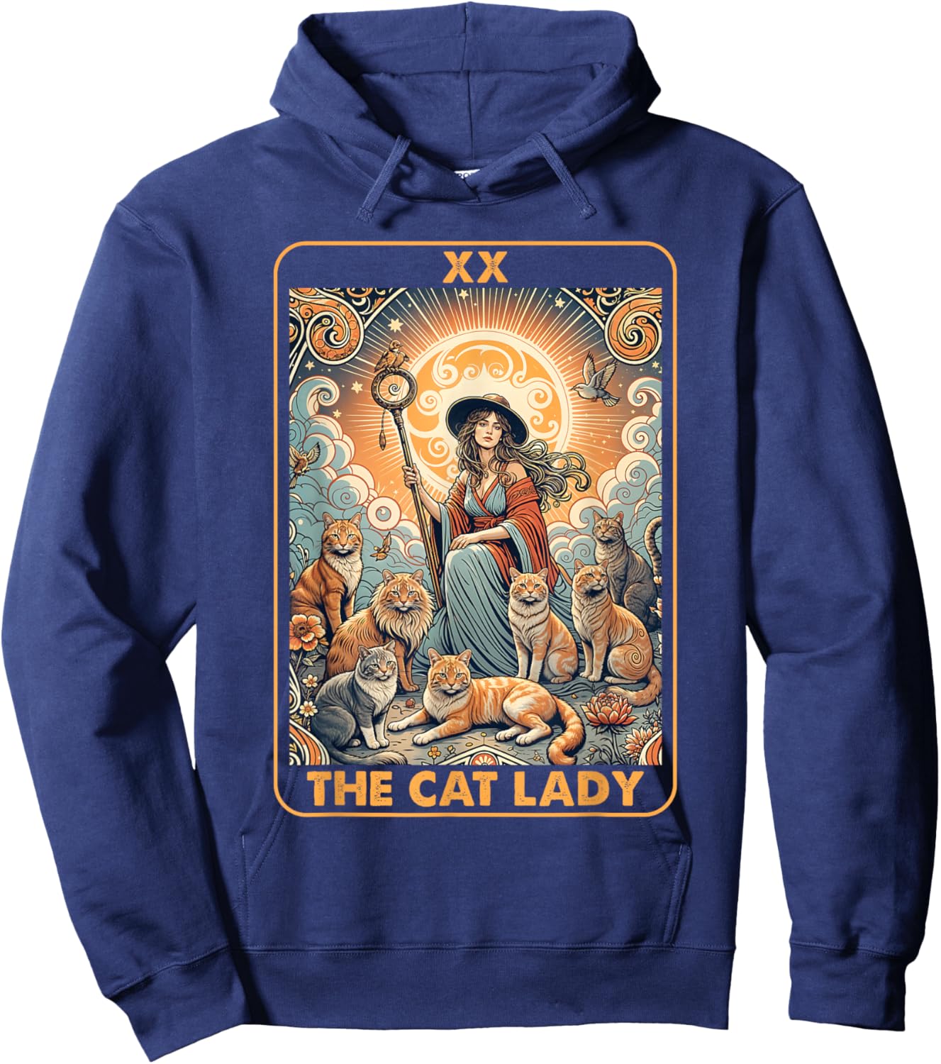 The Cat Lady Tarot Card Shirt Women Pet Kitten Cat Mom Mama Hoodie - Hoodie | Navy