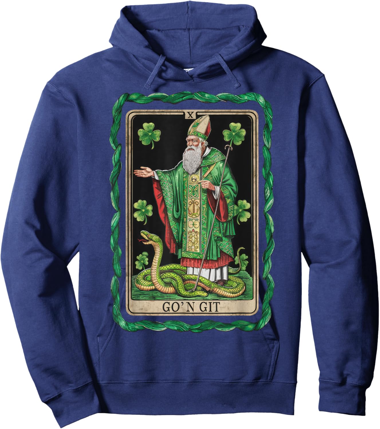 Funny St Patricks Day Tarot Card Go'n Git St Patrick Vintage Hoodie - Hoodie | Navy