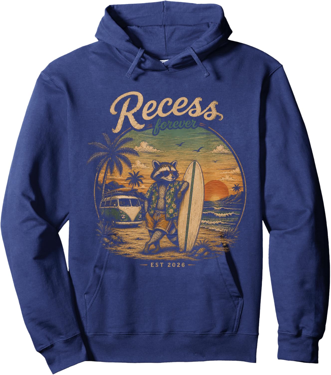 Recess Forever Est 2026 Raccoon Teacher Retirement Hoodie - Hoodie | Navy