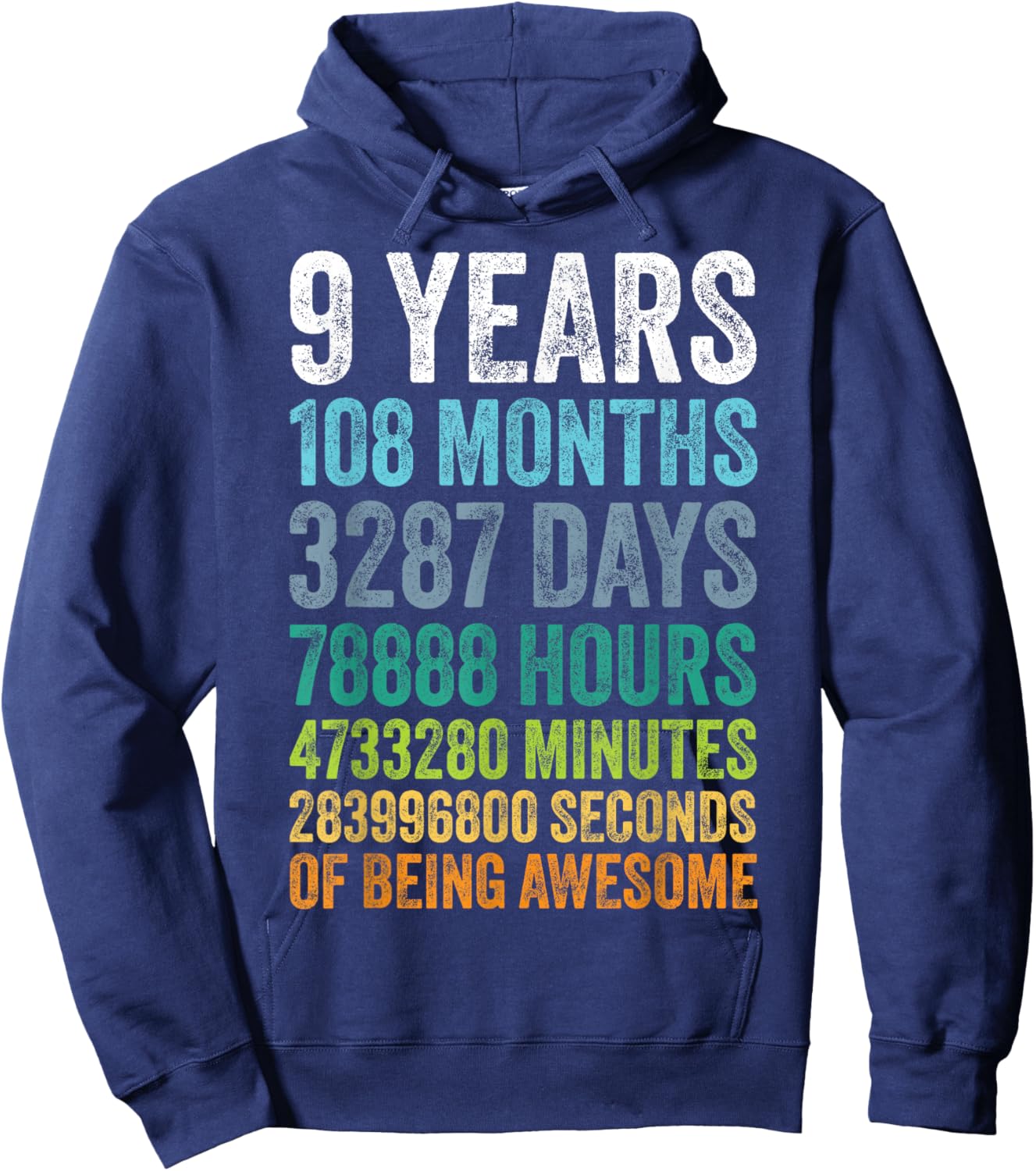 9 Year Old BDay Decorations Son Boy 9yr 9th Birthday Hoodie - Hoodie | Navy