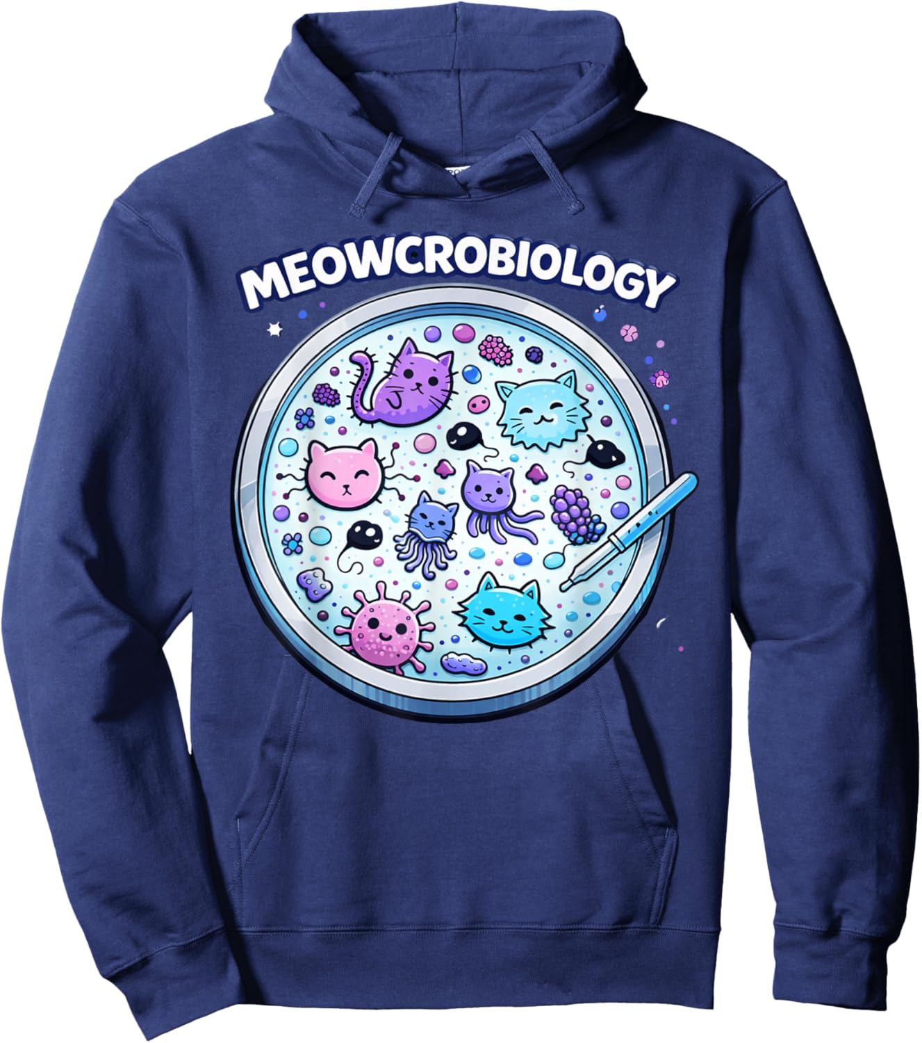 Wissenschaftliche Grafik von Meowcrobiology Cute Cat Hoodie - Hoodie | Navy