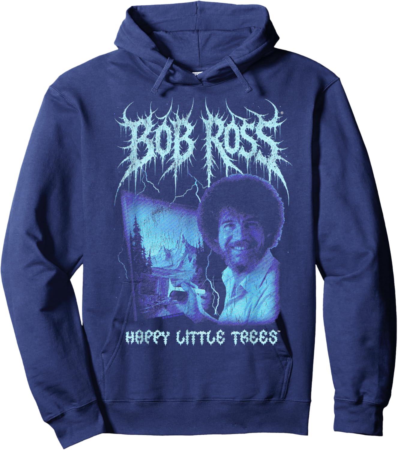 Bob Ross Little Trees Metal Hoodie - Hoodie | Navy