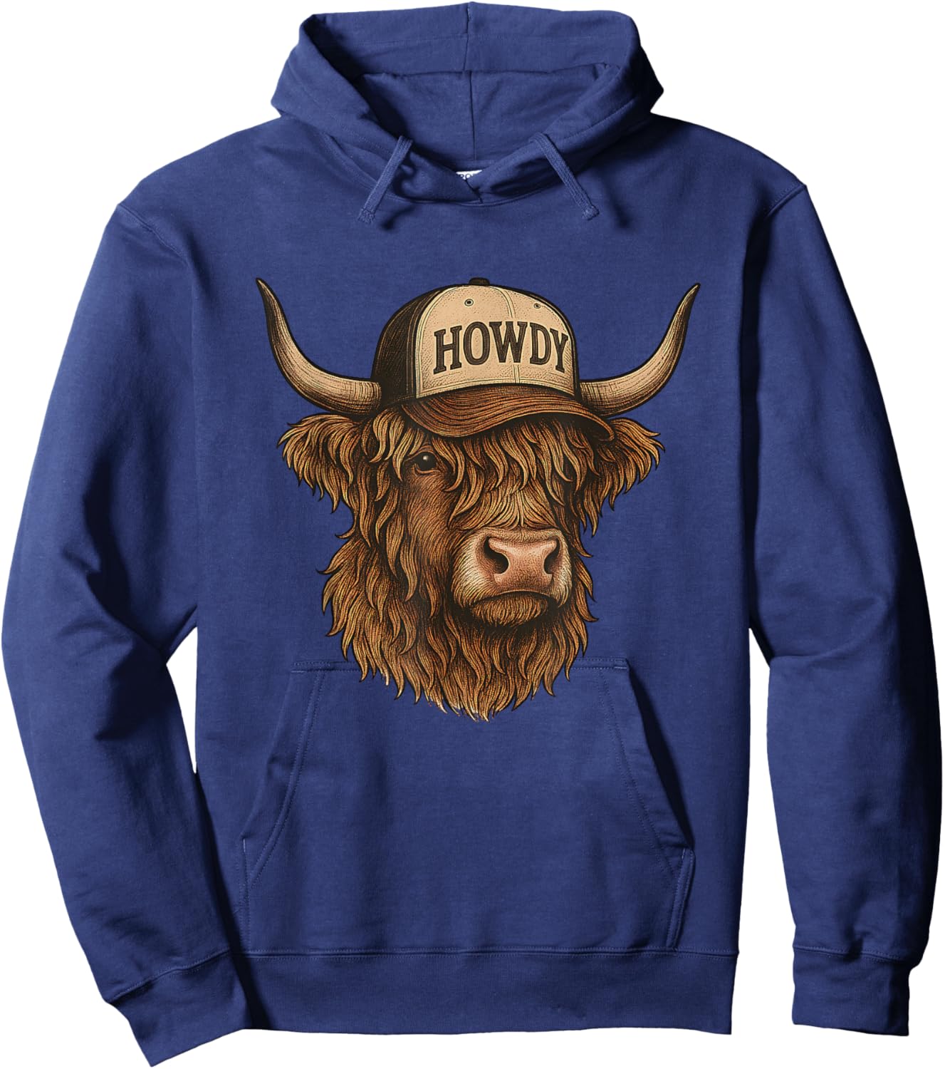 Highland Cow Cattle Farmer Funny Highland Cow Graphic Hoodie - Hoodie | Navy