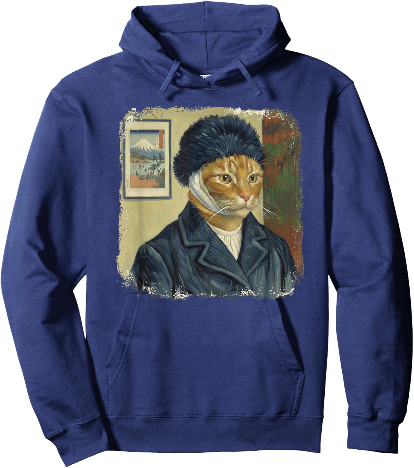 Self-Purrtrait with Bandaged Ear Cat Van Gogh Hoodie - Hoodie | Navy