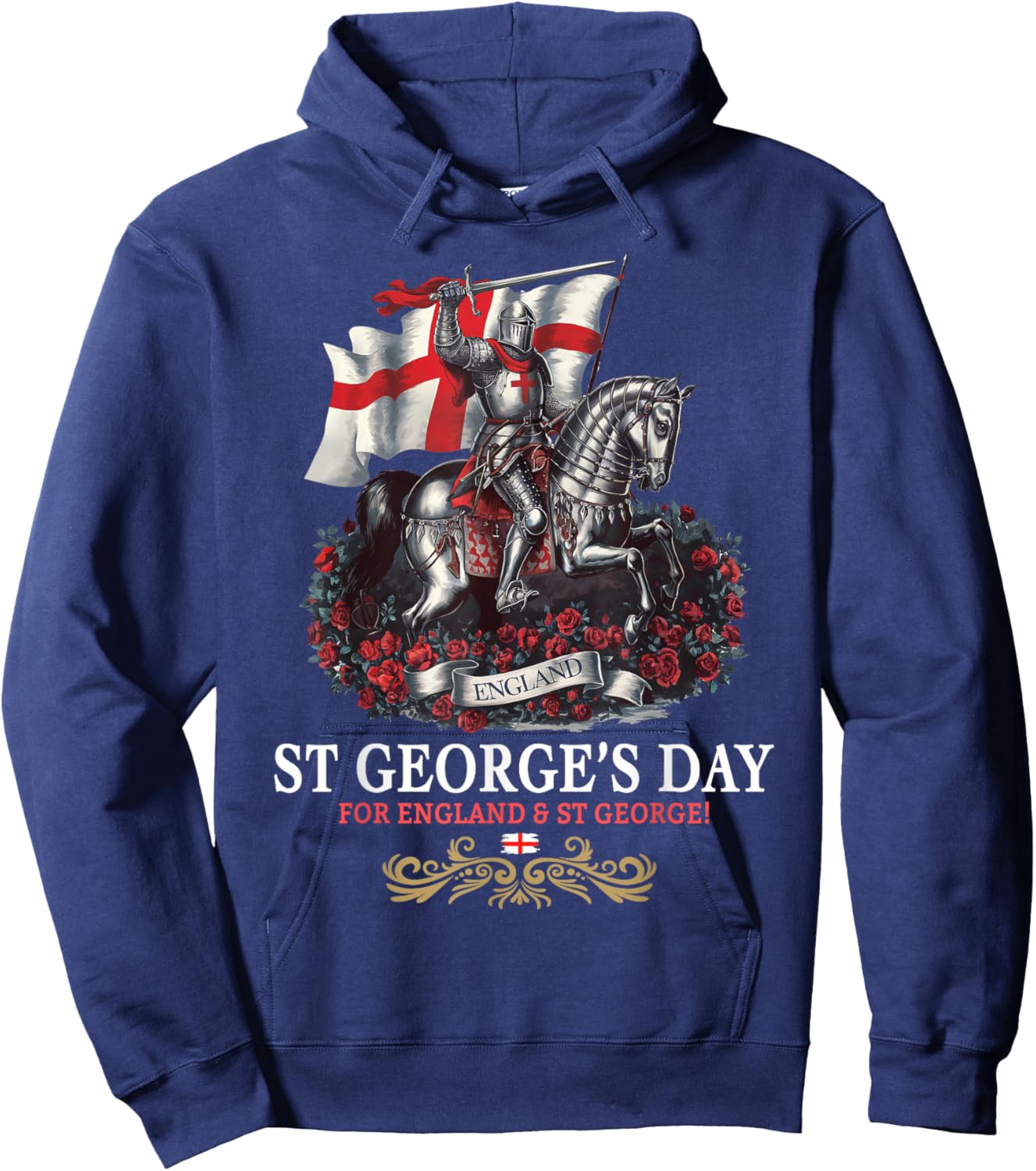 St Georges Day Outfit Idea Men & Knight Horse Saint George Hoodie - Hoodie | Navy
