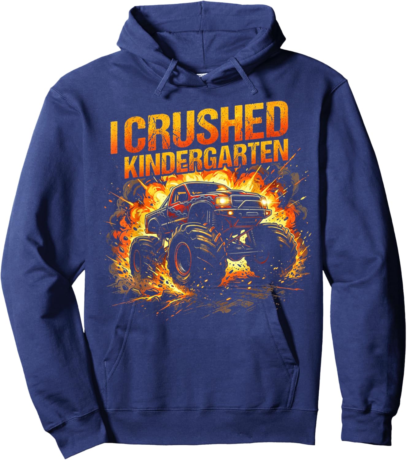 I Crushed Kindergarten Monster Truck Graduation Boys Hoodie - Hoodie | Navy