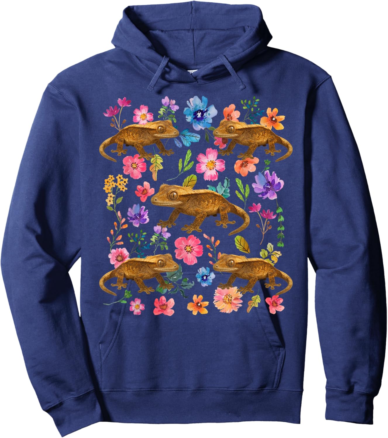 Crested Gecko Flowers Crestie Owner Crested Gecko Lover Hoodie - Hoodie | Navy