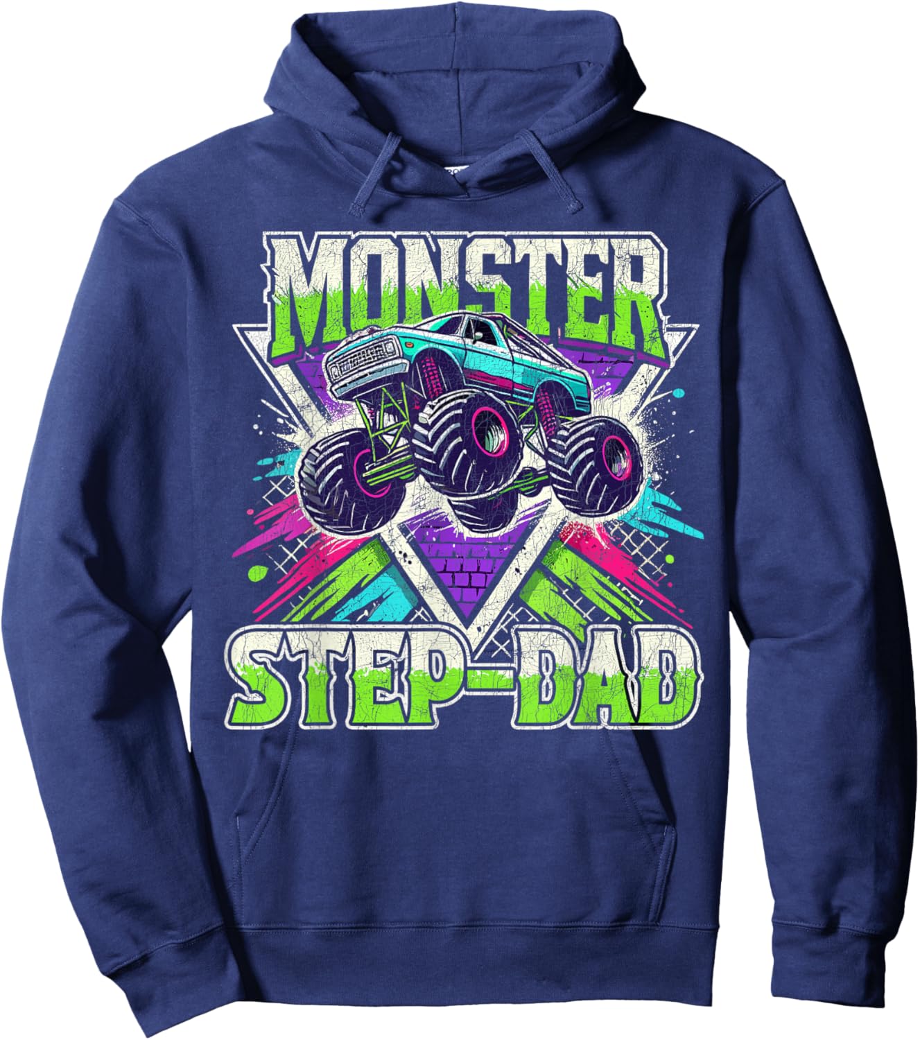 Matching Monster Truck Costume Jam Birthday Monster Step-dad Hoodie - Hoodie | Navy