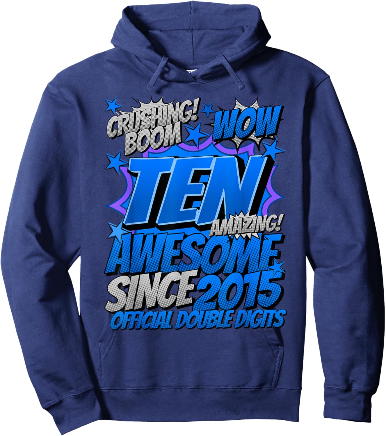 Official Double Digits 10 Year Old Gifts 10th Birthday Boy Hoodie - Hoodie | Navy