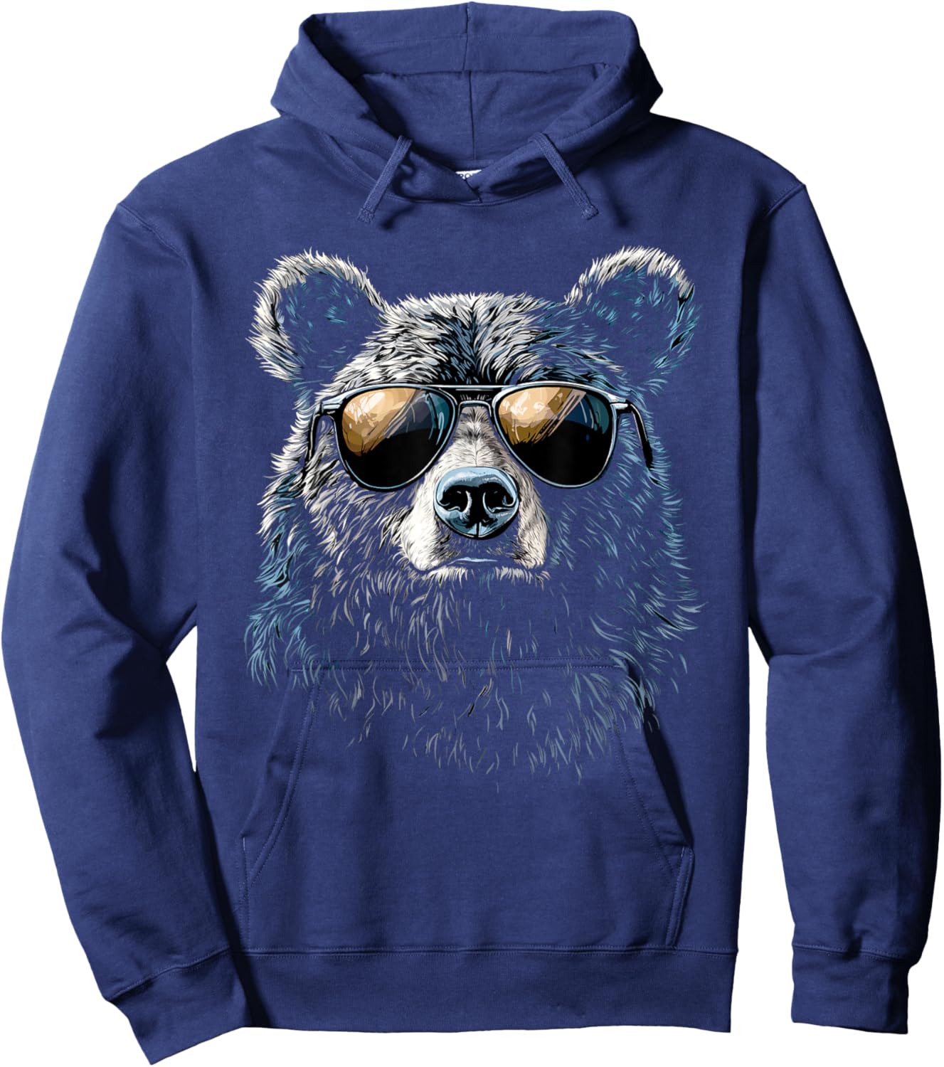 Bear Wearing Sunglasses Wildlife Artwork Graphic Bear Hoodie - Hoodie | Navy