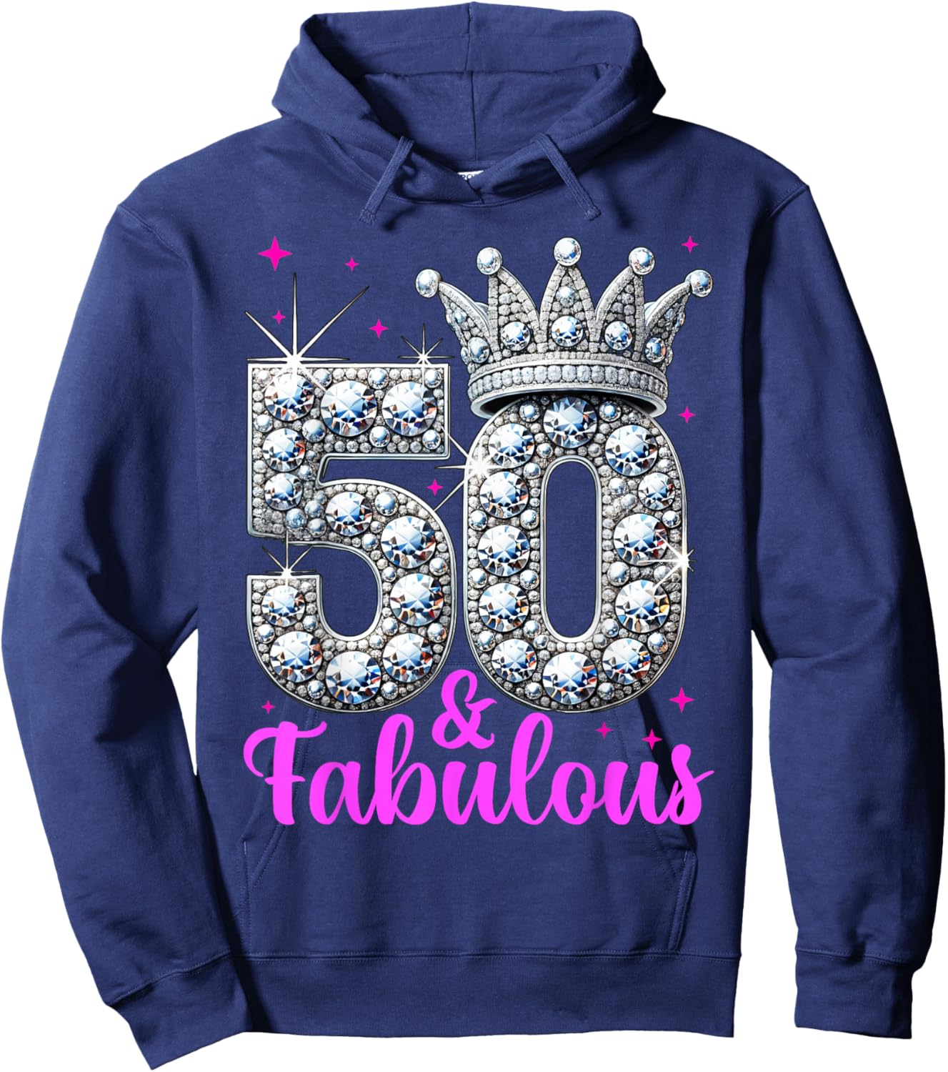 50th Birthday. 50 and Fabulous Women's, Ladies Hoodie - Hoodie | Navy