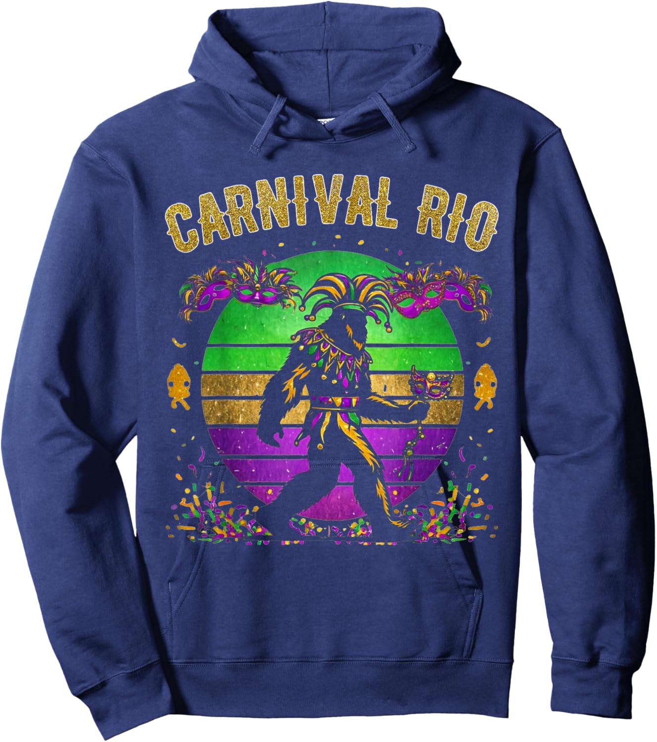 Carnival Bigfoot Rio Brazil Souvenir Mardi Gras Festival Hoodie - Hoodie | Navy