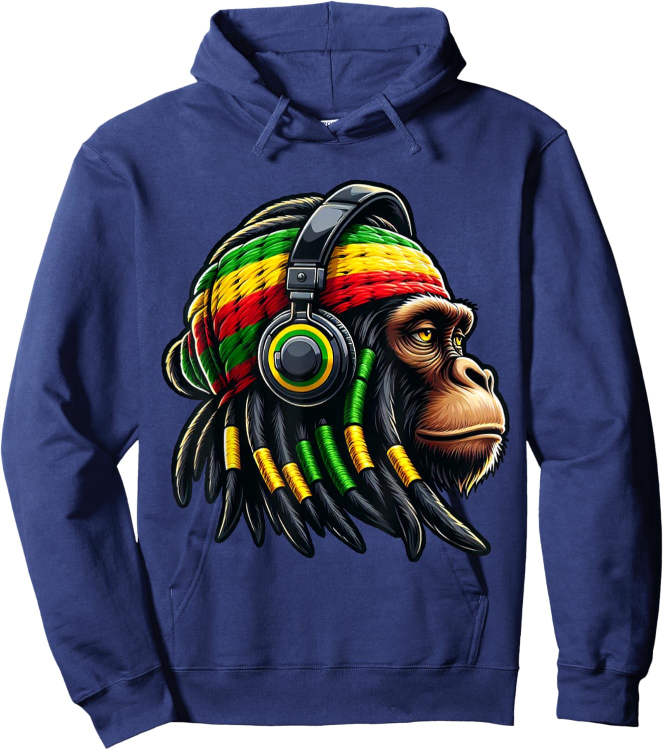 Jamaica Roots Reggae Chimpanzee Rastafari Monkey Hoodie - Hoodie | Navy