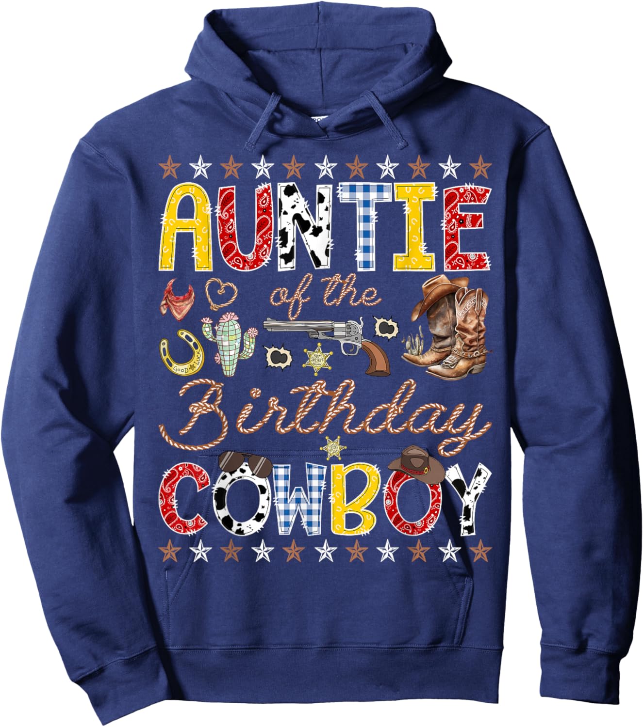Auntie of The Birthday Cowboy Western Rodeo Auntie Hoodie - Hoodie | Navy