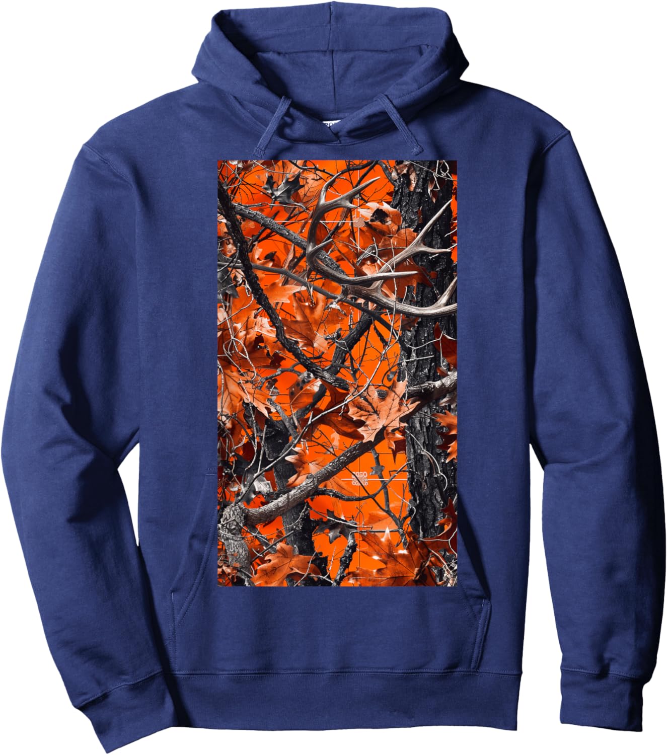 Orange Camo Autumn Fall leaves Oak Nature Forest Hoodie - Hoodie | Navy