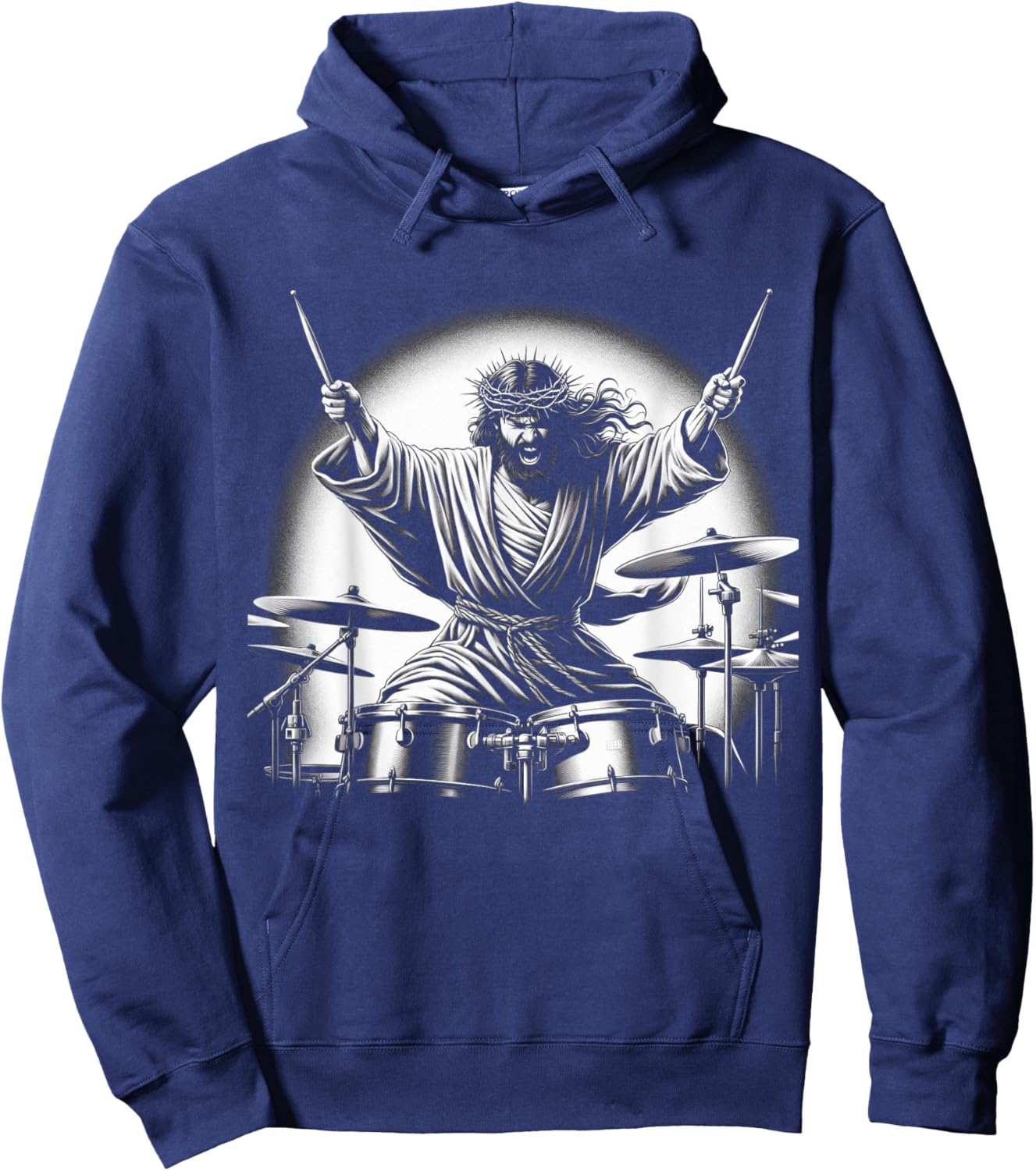 Drummer Rock Jesus Drumming Hoodie - Hoodie | Navy